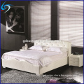 High Quality Crystal Tufted White Leather Upholstered Luxury Bed